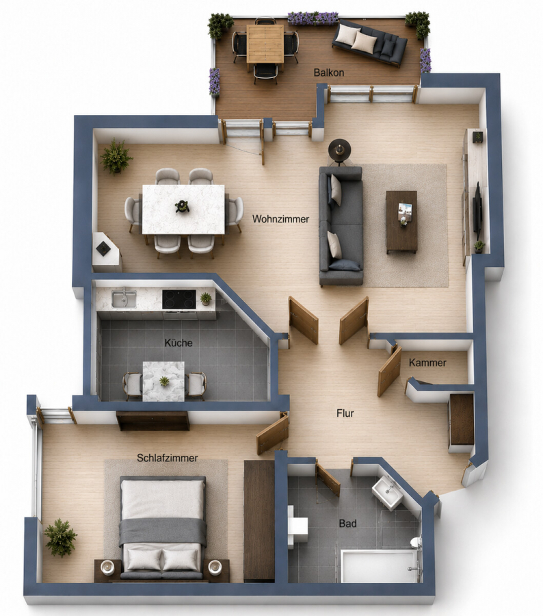 Attraktiv geschnittene 2 Zimmer Wohnung in Godesberger Halbhöhenlage! - Grundriss